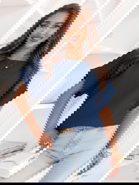 Granatowa bluzka z krótkim... 2