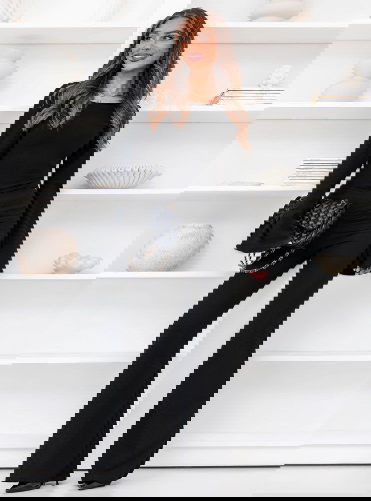 Czarny komplet bluzka i spodnie Emerette