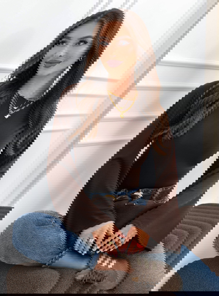 Czekoladowa bluzka z szerokimi...