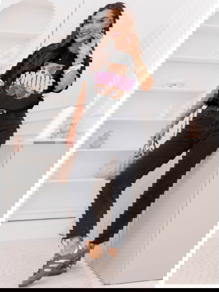 Czarna bluzka z ozdobnym... 2