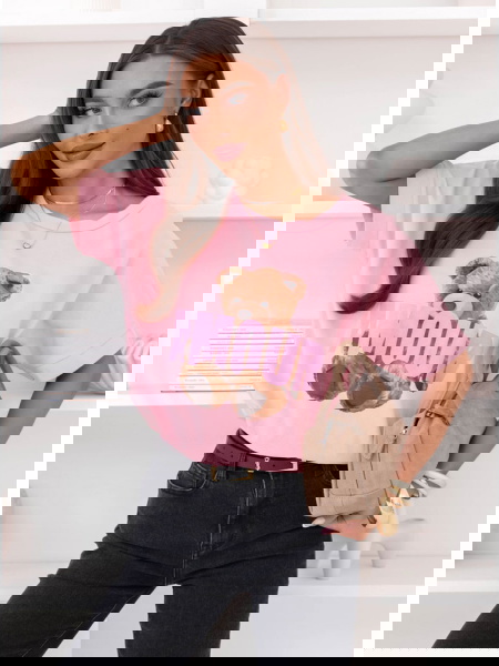 Pudrowa bluzka z ozdobnym... 2