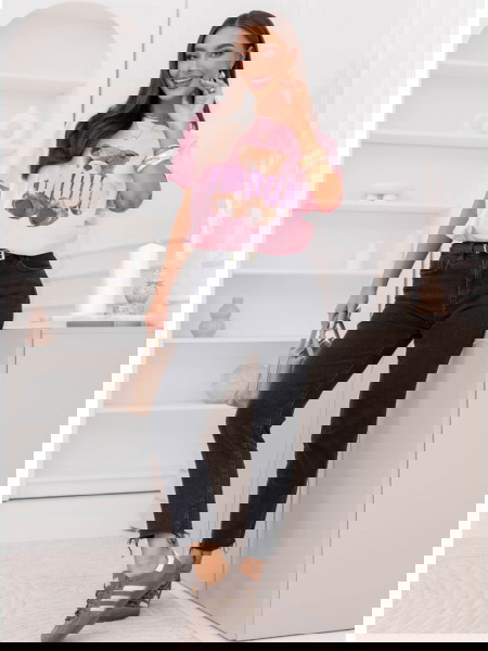 Pudrowa bluzka z ozdobnym...