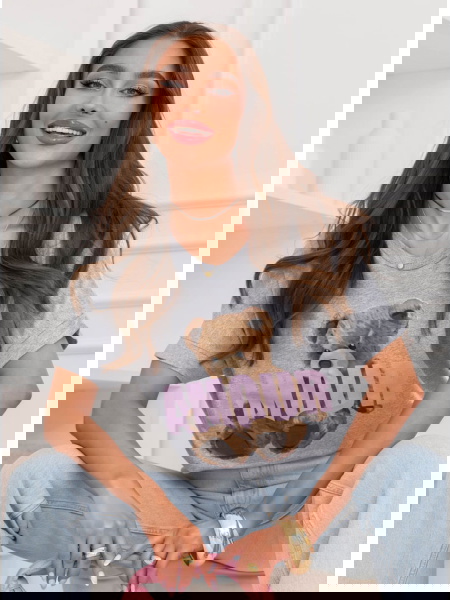 Szara bluzka z ozdobnym...