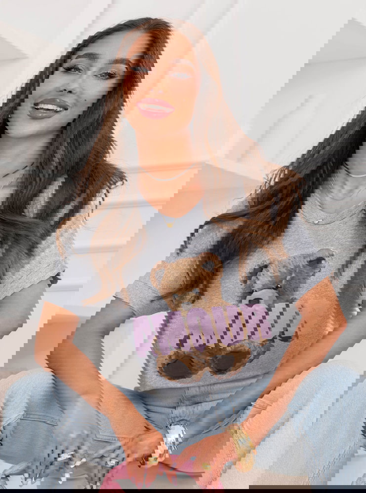 Szara bluzka z ozdobnym nadrukiem Jimmia