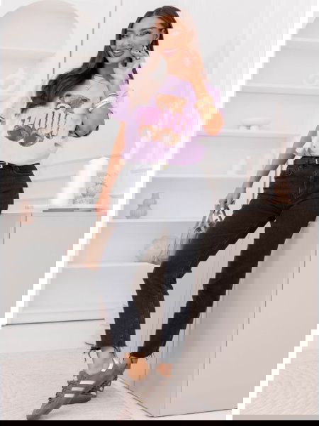 Liliowa bluzka z ozdobnym... 2