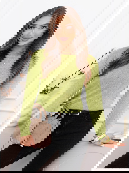 Zielony sweter z dekoltem w...