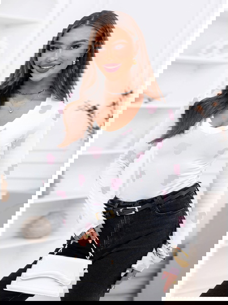 Liliowa bluzka w serduszka...