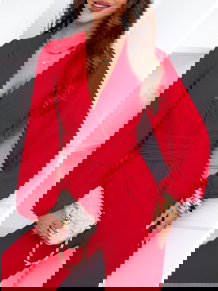 Malinowy kombinezon wiązany... 2