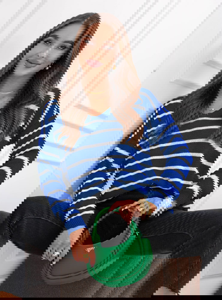 Chabrowy sweter w paski Mahane