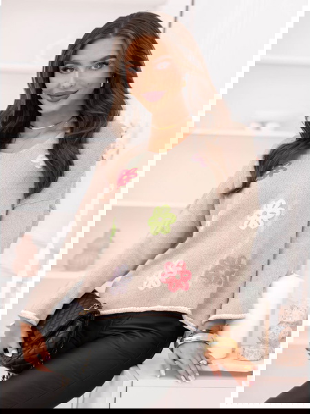 Beżowy sweter z ozdobnymi... 2