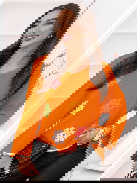 Pomarańczowy sweter z...