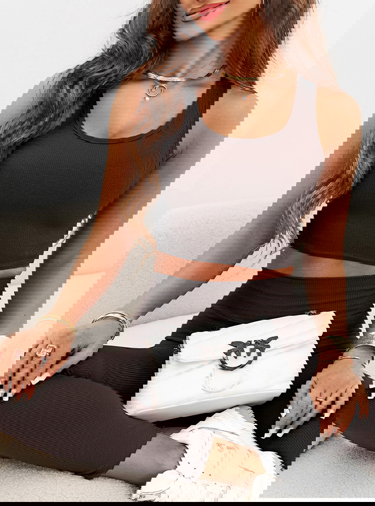 Czekoladowy prążkowany komplet top i...