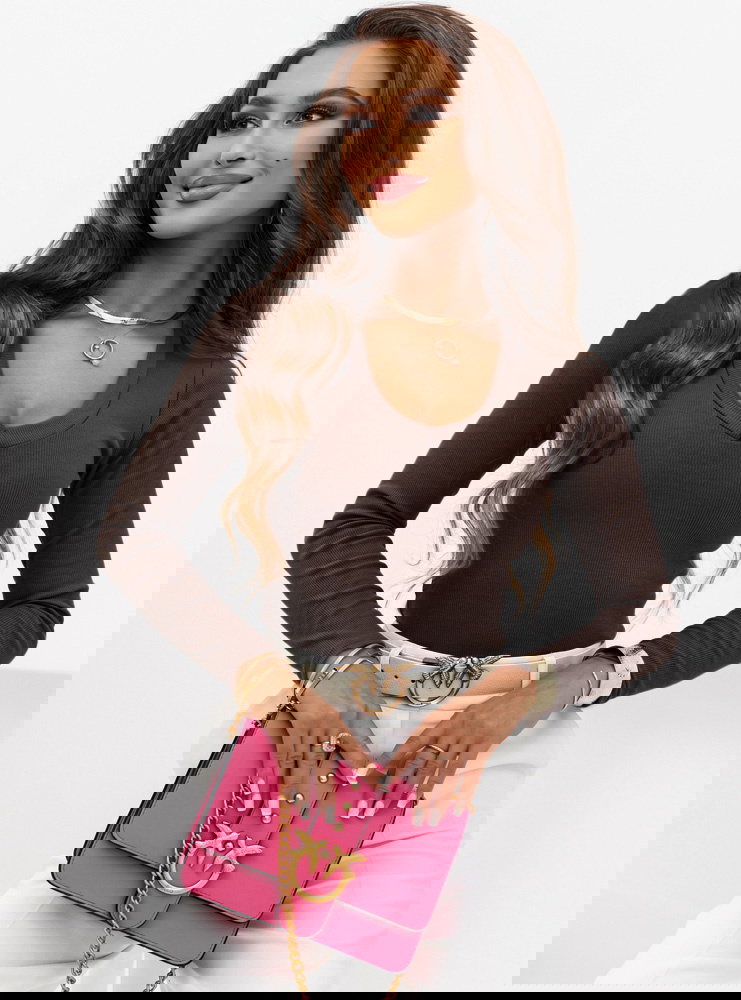 Czekoladowa prążkowana bluzka z...