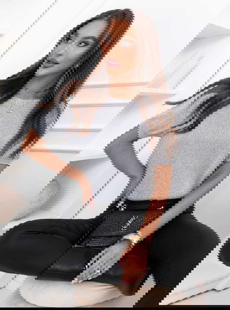 Szary sweter z krótkim rękawem Naquel