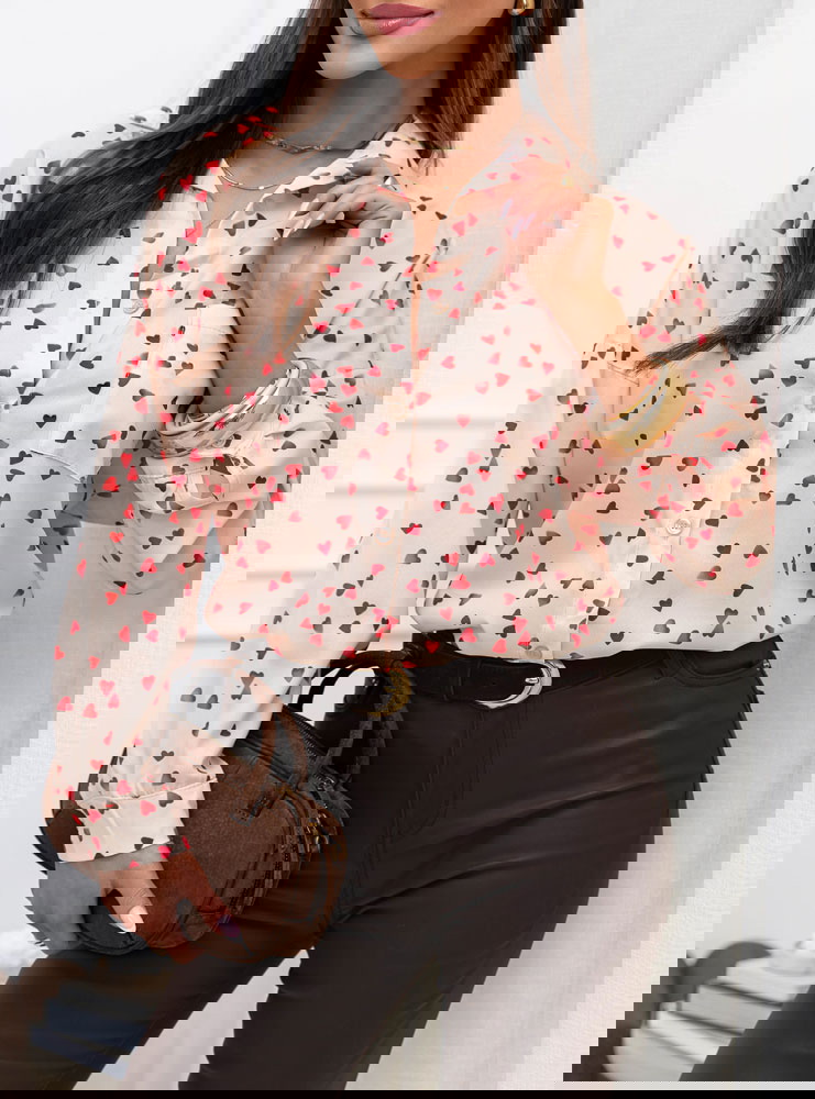 Beżowa koszula w serduszka Makenzie