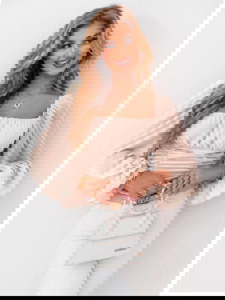 Beżowa szyfonowa bluzka... 2