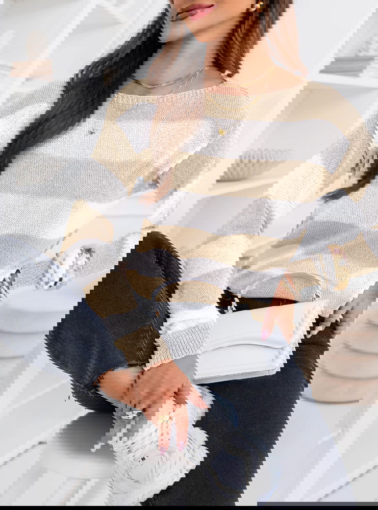 Beżowy sweter w paski Cinderella