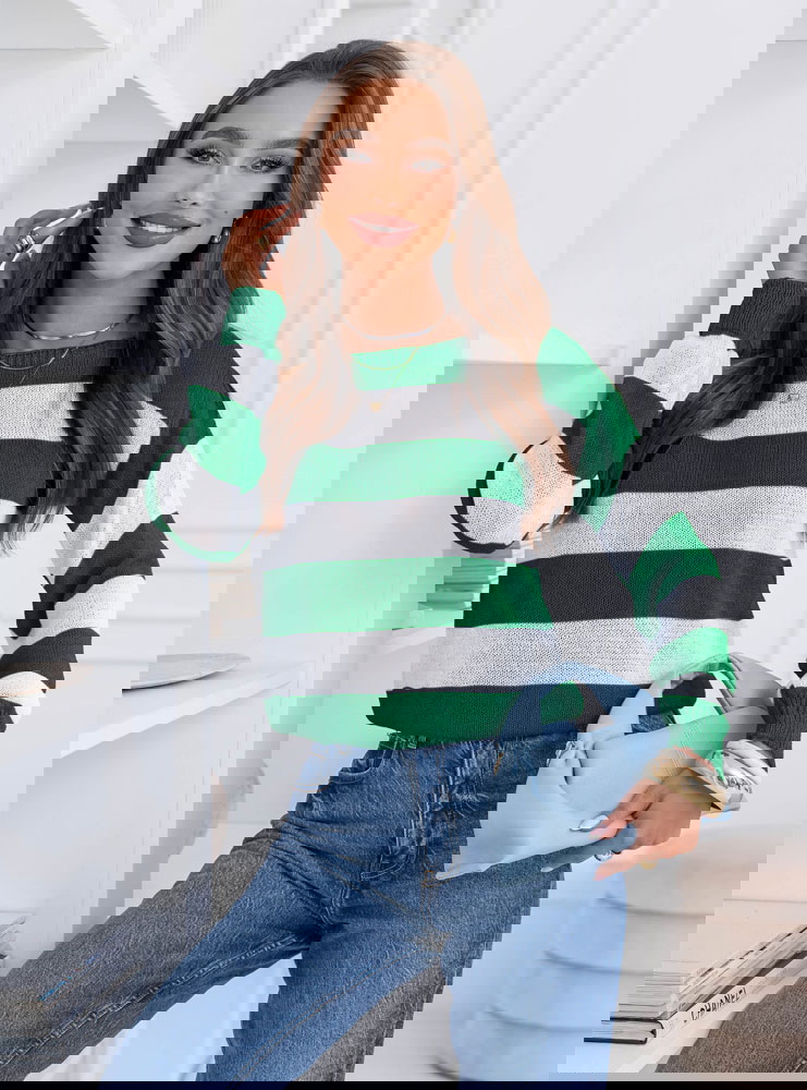 Sweter w paski Cinderella - butelkowa...