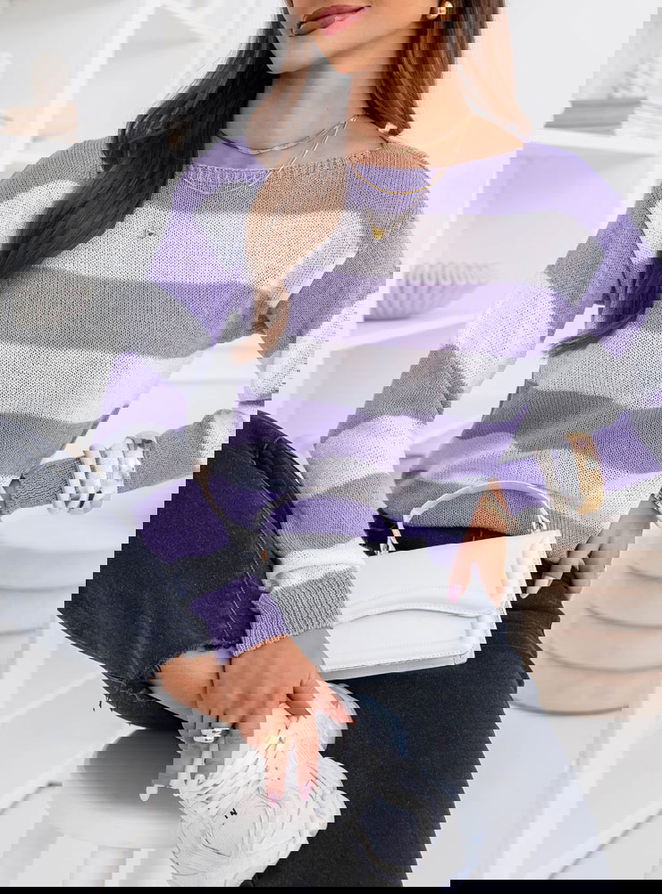 Liliowy sweter w paski Cinderella