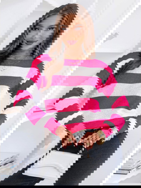 Różowy sweter w paski... 2