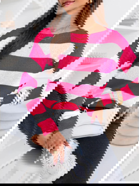 Różowy sweter w paski...