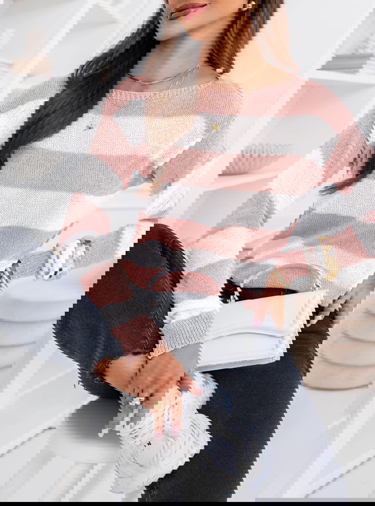 Pudrowy sweter w paski Cinderella