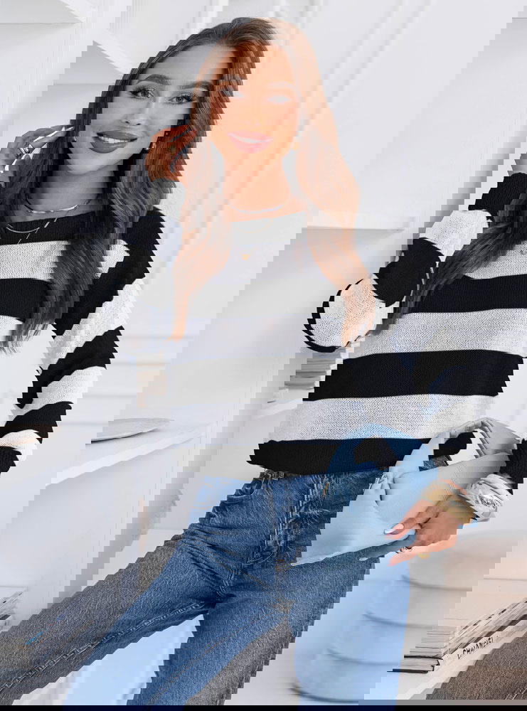 Czarny sweter w paski Cinderella