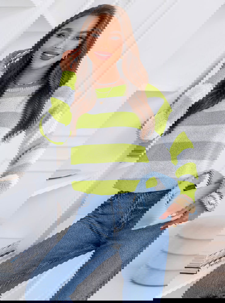 Zielony sweter w paski Cinderella