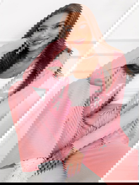 Pudrowy dzianinowy komplet...