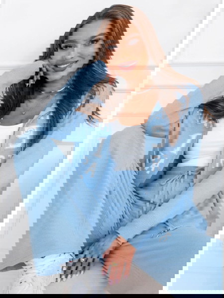 Błękitny dzianinowy komplet... 2