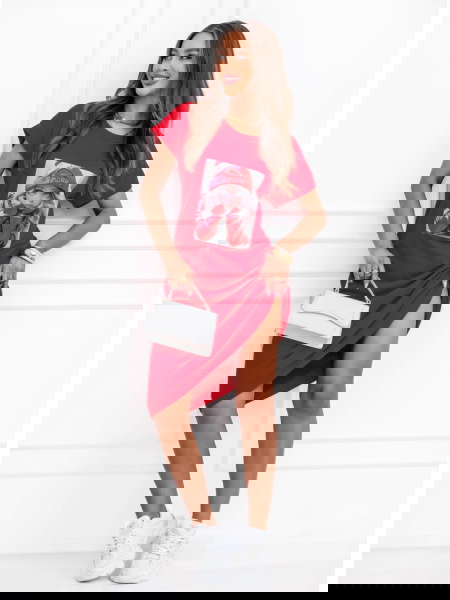 Malinowa sukienka z...