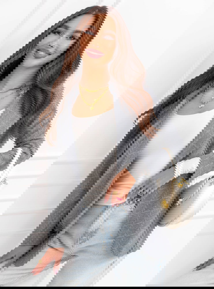 Szara marynarka w kratkę Maihli