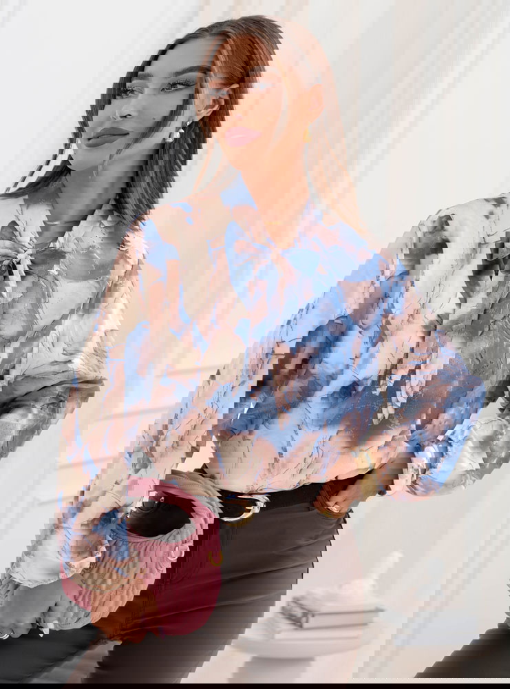 Beżowa koszula z wiązaniem Lauralyn