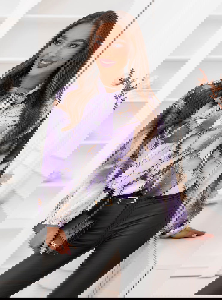 Fioletowa koszula z wiązaniem Lauralyn