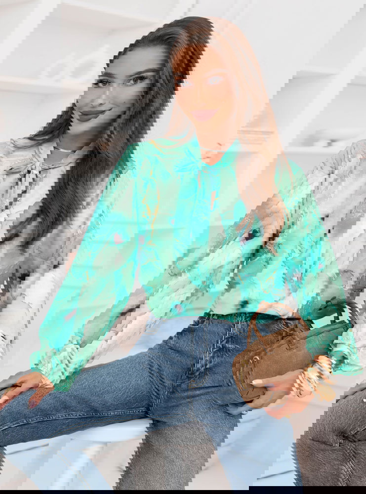 Turkusowa koszula z wiązaniem Lauralyn