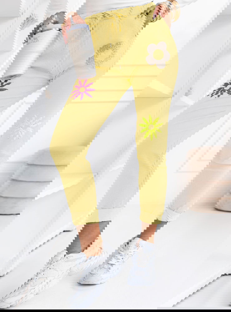 Cytrynowe spodnie z ozdobnymi...