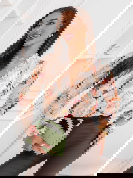 Beżowe body w kwiaty z...