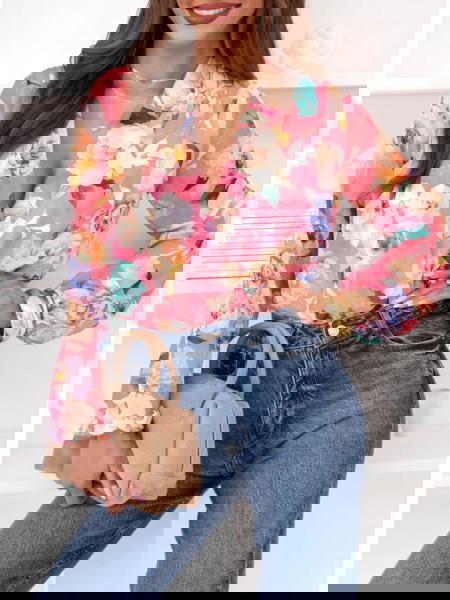 Różowe body w kwiaty z... 2