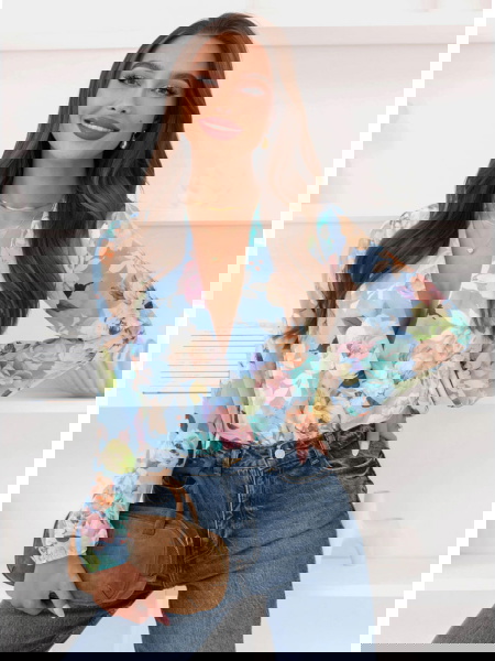 Niebieskie body w kwiaty z...