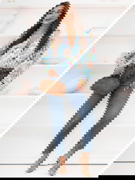 Niebieskie body w kwiaty z... 2