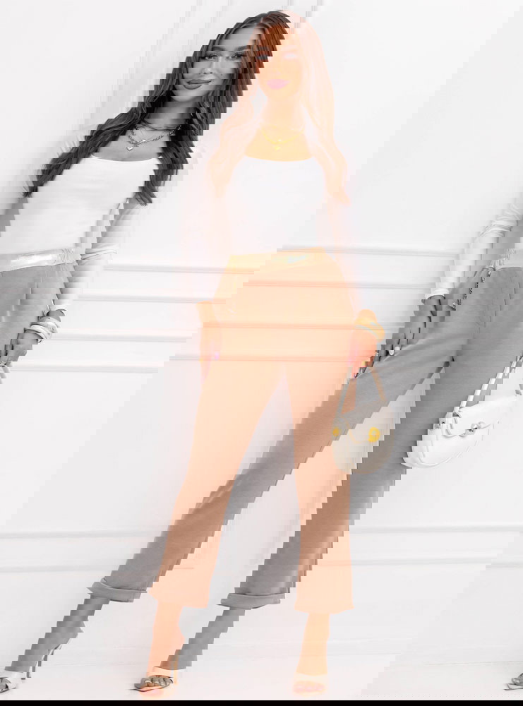 Beżowe spodnie z gumką w pasie Mckaylaa