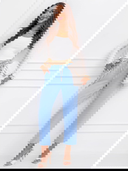 Błękitne spodnie z ozdobnym...