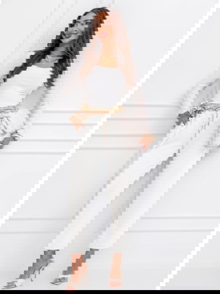 Białe spodnie z ozdobnym... 2