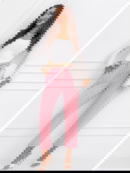 Pudrowe spodnie z ozdobnym... 2