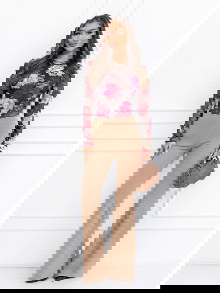 Beżowe spodnie z wysokim... 2