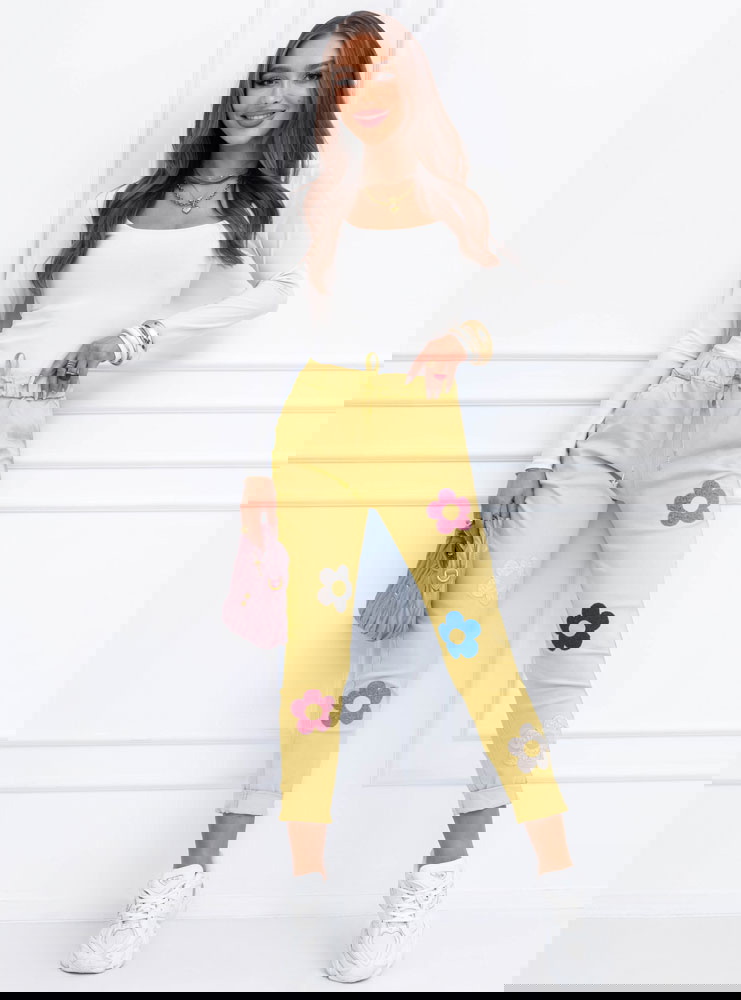 Spodnie z ozdobnymi kwiatkami Nedivaa...