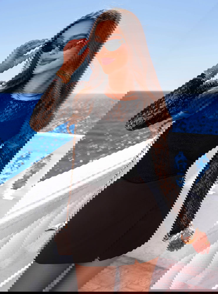 2 w 1 - Czarna koronkowa bluzka + top...