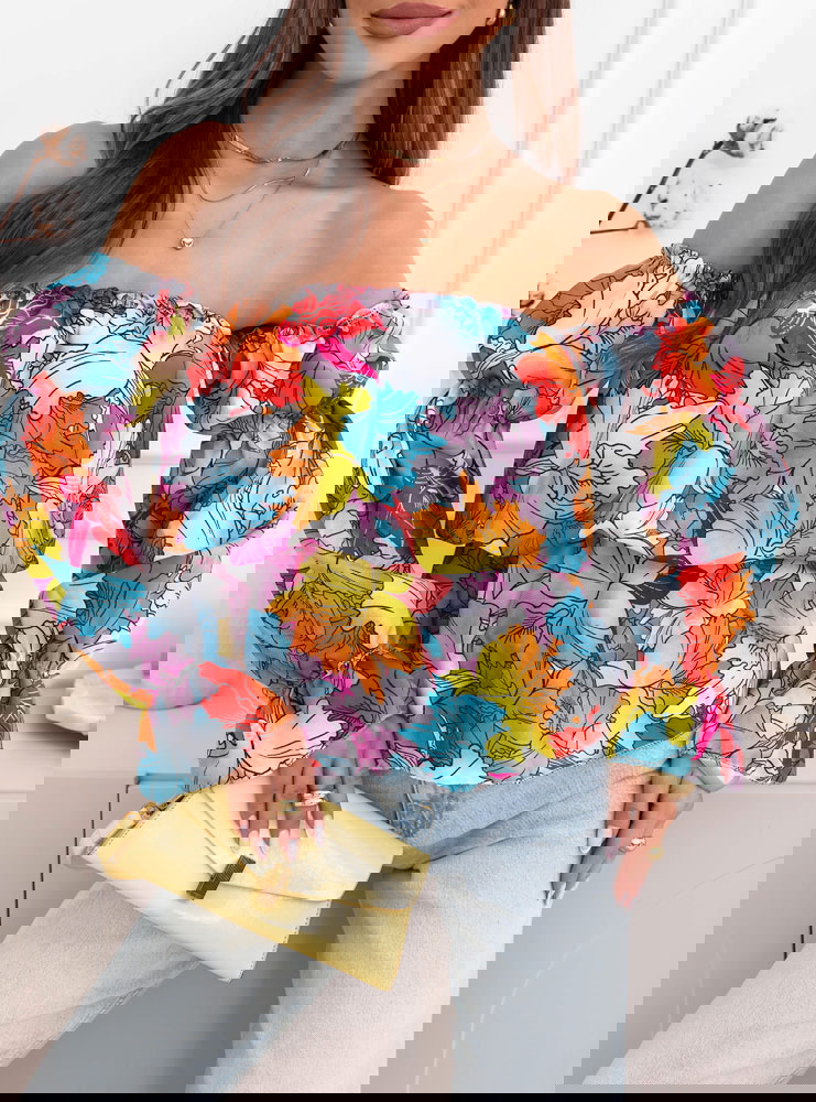 Wzorzysta bluzka typu hiszpanka...