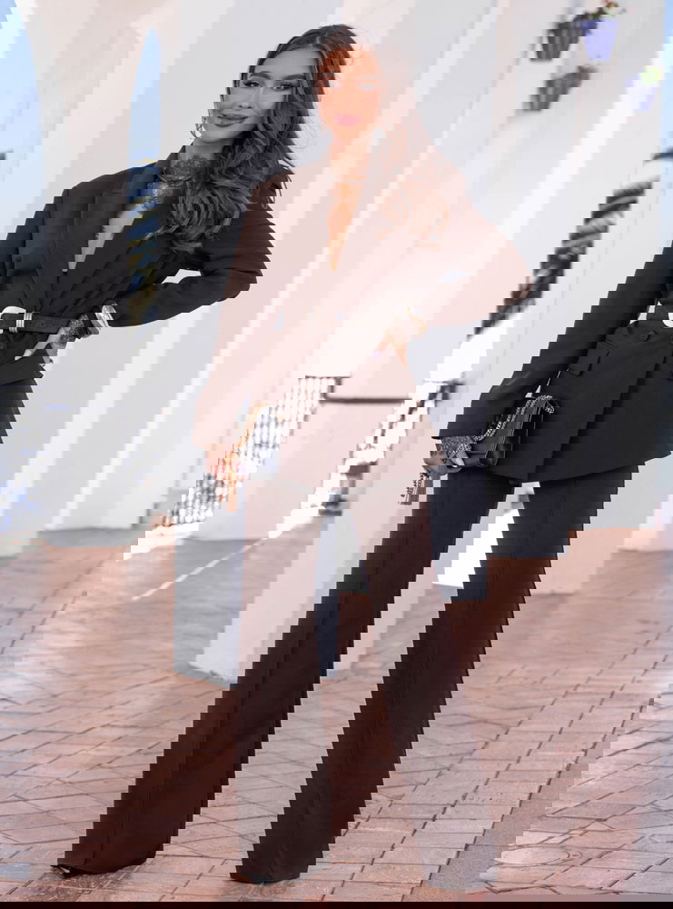 Czekoladowe spodnie z kieszeniami i...