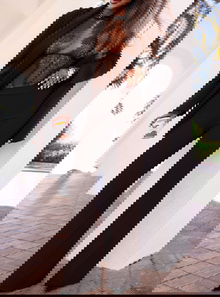 Czekoladowe spodnie z szerokimi...